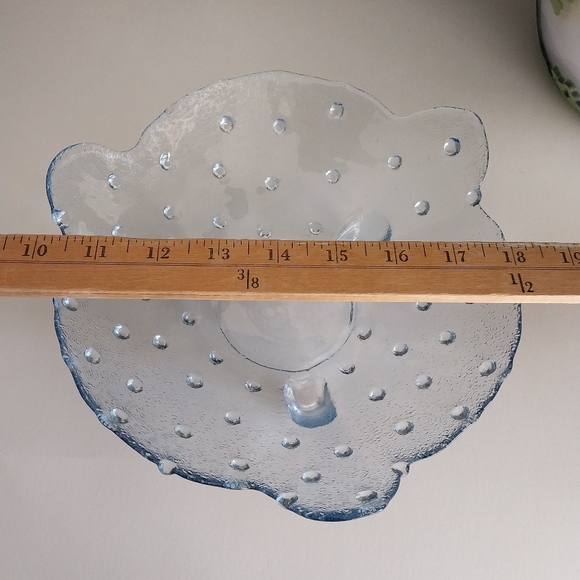 💥💥Vintage Clear Blue 3 Footed Hobnail Open Candy Dish 8” X Apprx 3” Tall - Picture 6 of 8